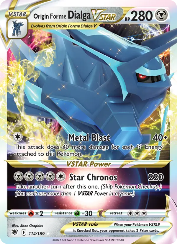 Origin Forme Dialga VSTAR Holo Rare VSTAR Pokemon card #114 from Astral Radiance