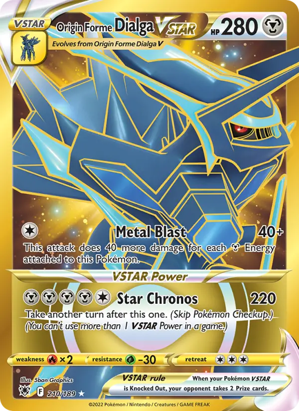 Origin Forme Dialga VSTAR Secret Rare Pokemon card #210 from Astral Radiance
