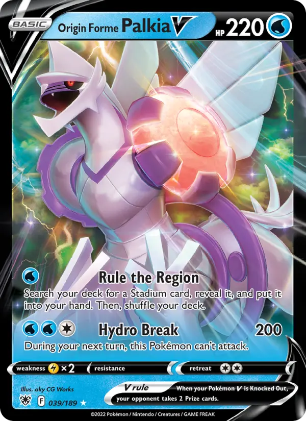 Origin Forme Palkia V Holo Rare V Pokemon card #039 from Astral Radiance