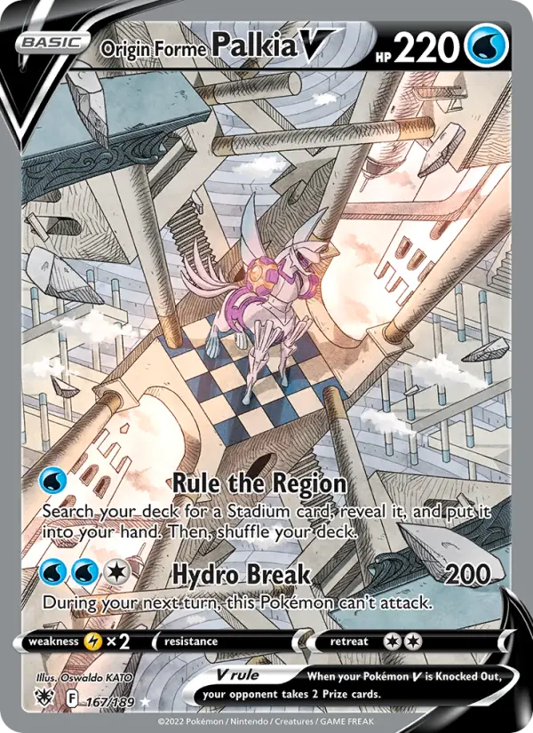Origin Forme Palkia V Ultra Rare Pokemon card #167 from Astral Radiance