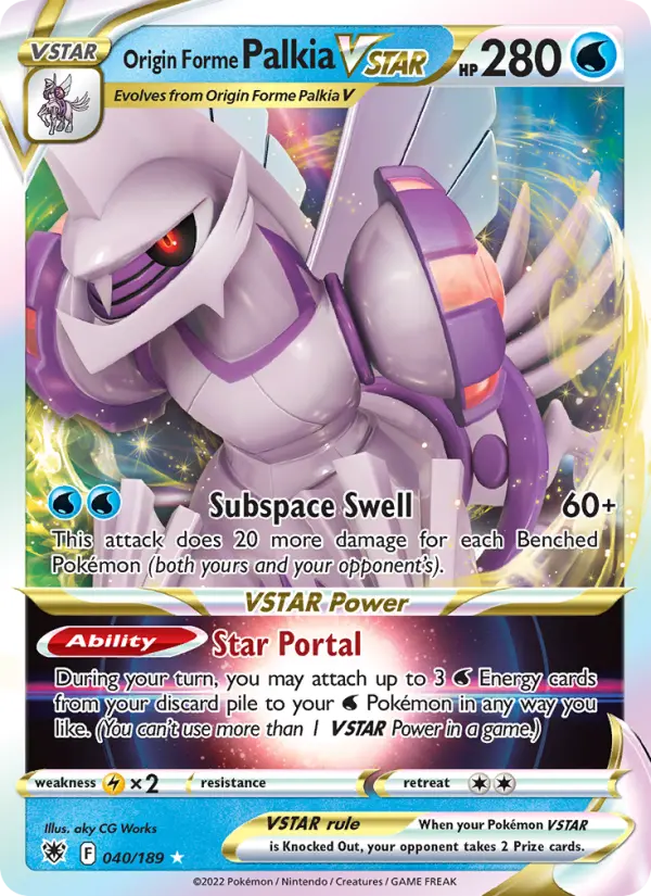Origin Forme Palkia VSTAR Holo Rare VSTAR Pokemon card #040 from Astral Radiance