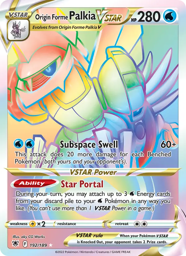 Origin Forme Palkia VSTAR Secret Rare Pokemon card #192 from Astral Radiance