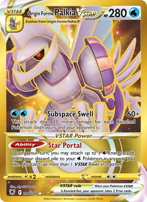 Origin Forme Palkia VSTAR Secret Rare Pokemon card #208 from Astral Radiance