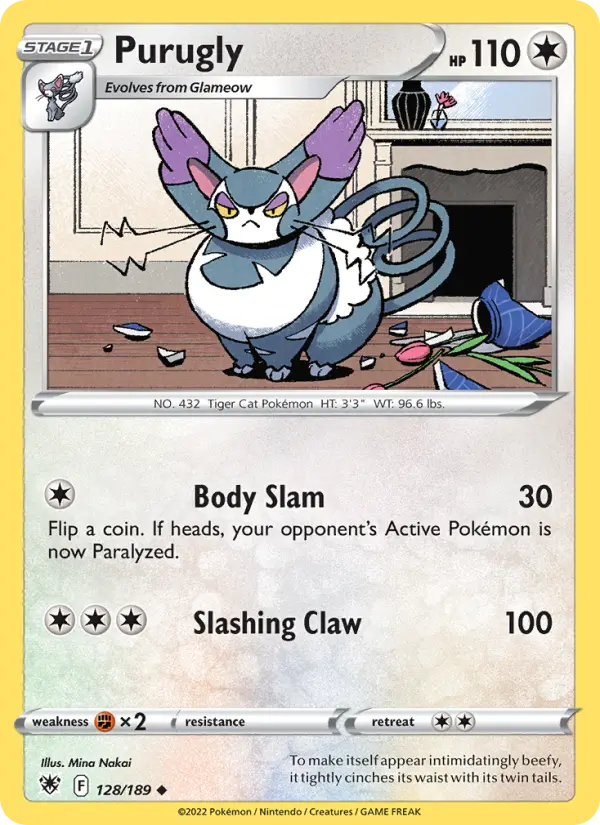 Purugly Uncommon Pokemon card #128 from Astral Radiance