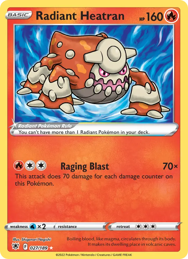 Radiant Heatran Radiant Rare Pokemon card #027 from Astral Radiance
