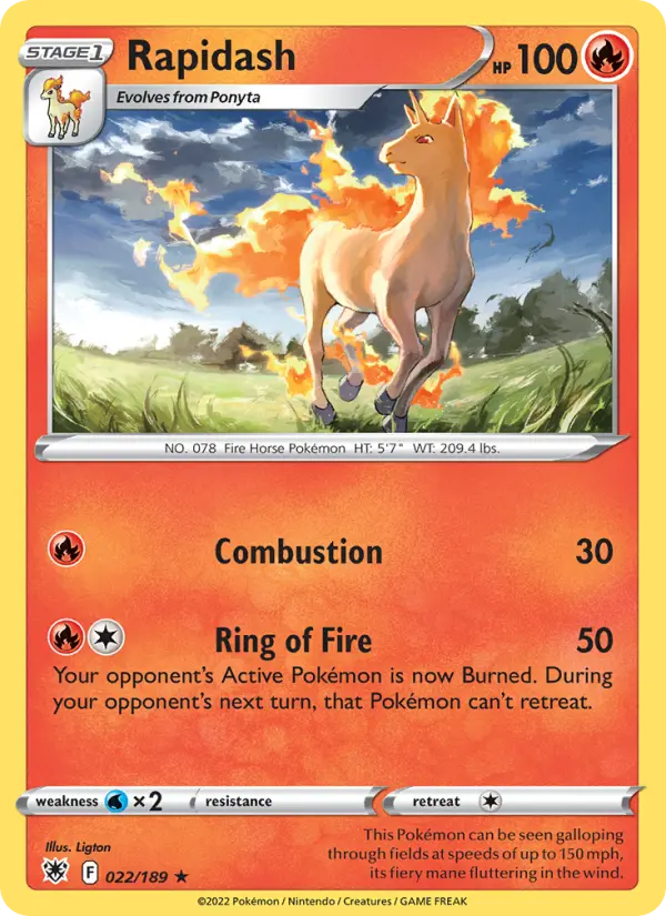 Rapidash Rare Pokemon card #022 from Astral Radiance
