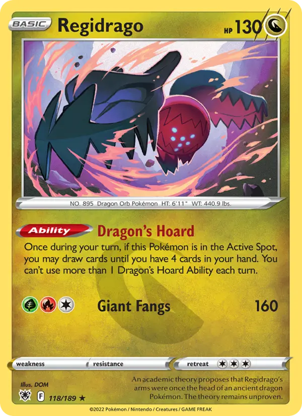 Regidrago Rare Pokemon card #118 from Astral Radiance
