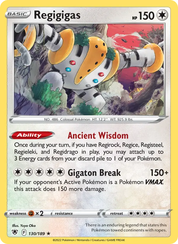 Regigigas Holo Rare Pokemon card #130 from Astral Radiance