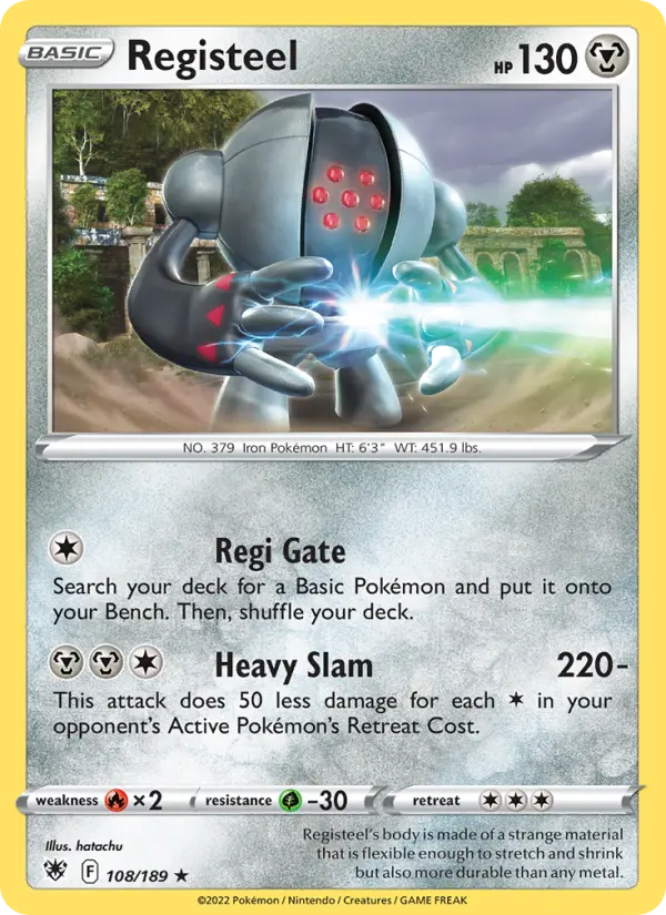 Registeel Rare Pokemon card #108 from Astral Radiance