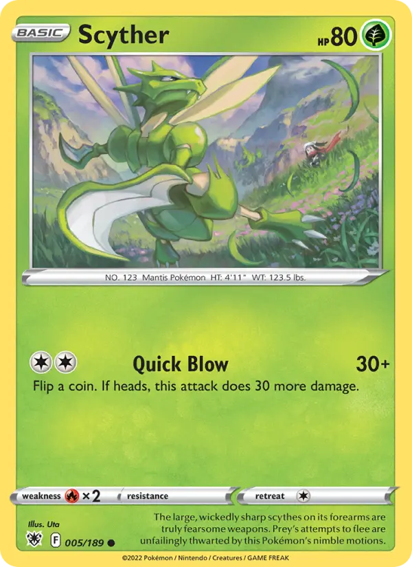 Scyther Common Pokemon card #005 from Astral Radiance
