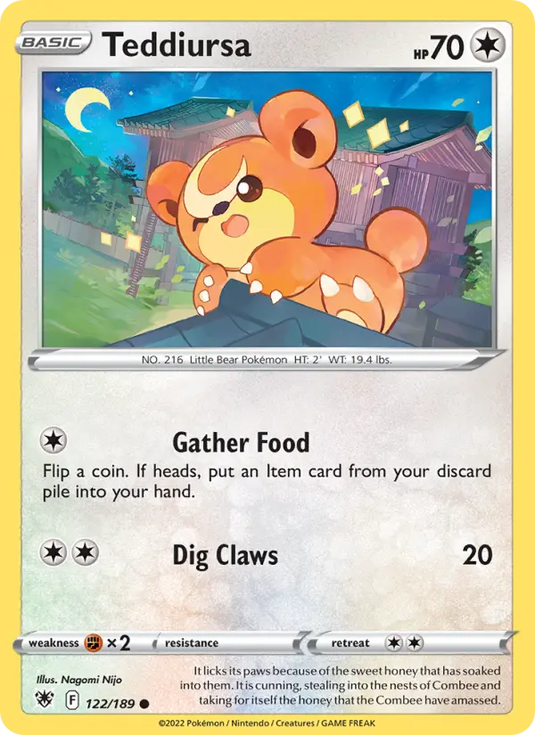 Teddiursa Common Pokemon card #122 from Astral Radiance
