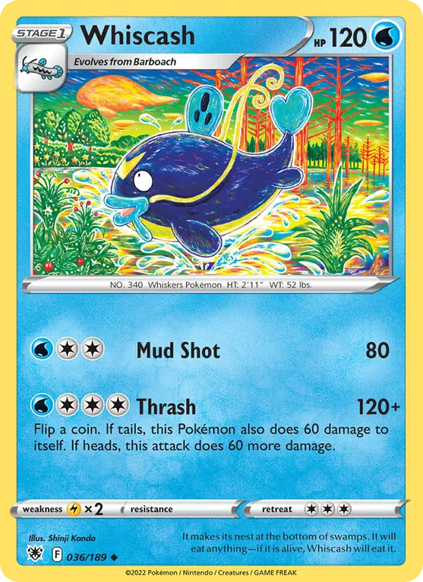 Whiscash Uncommon Pokemon card #036 from Astral Radiance