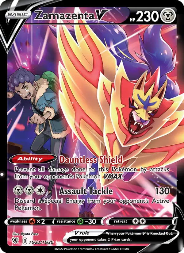 Zamazenta V Ultra Rare Pokemon card #TG22 from Astral Radiance