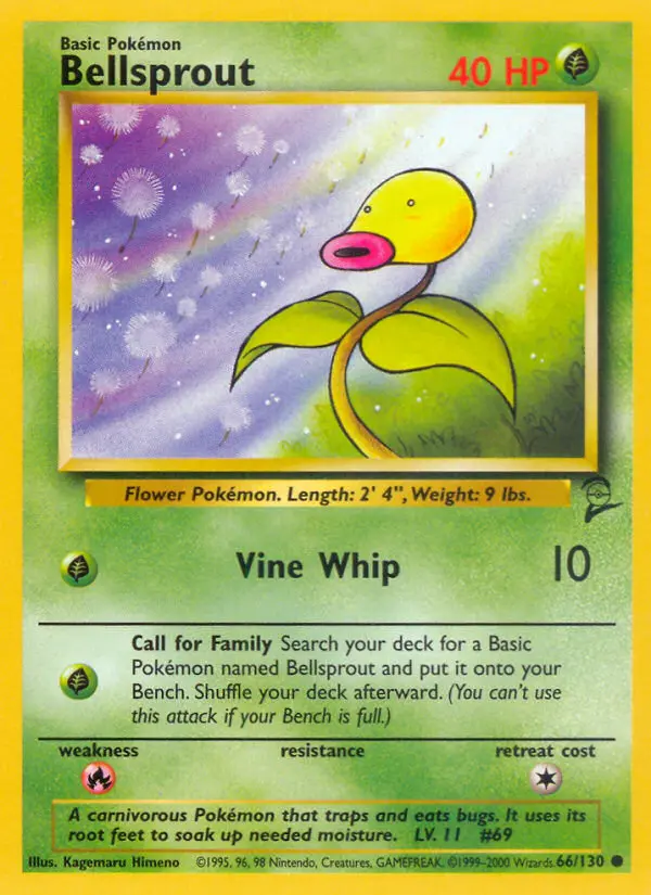 Bellsprout Common Pokemon card #66 from Base Set 2