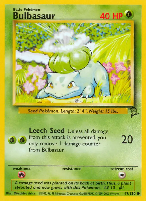 Bulbasaur Common Pokemon card #67 from Base Set 2