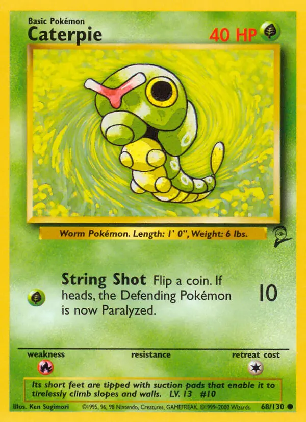 Caterpie Common Pokemon card #68 from Base Set 2