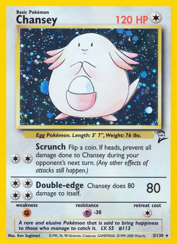 Chansey Rare Pokemon card #3 from Base Set 2
