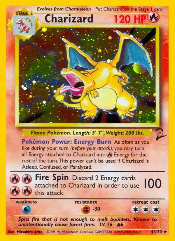 Charizard Rare Pokemon card #4 from Base Set 2