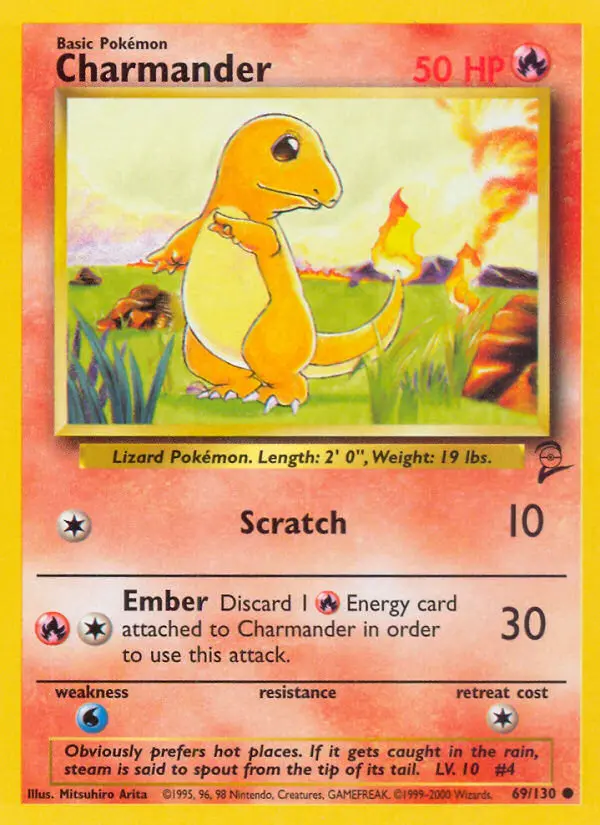 Charmander Common Pokemon card #69 from Base Set 2