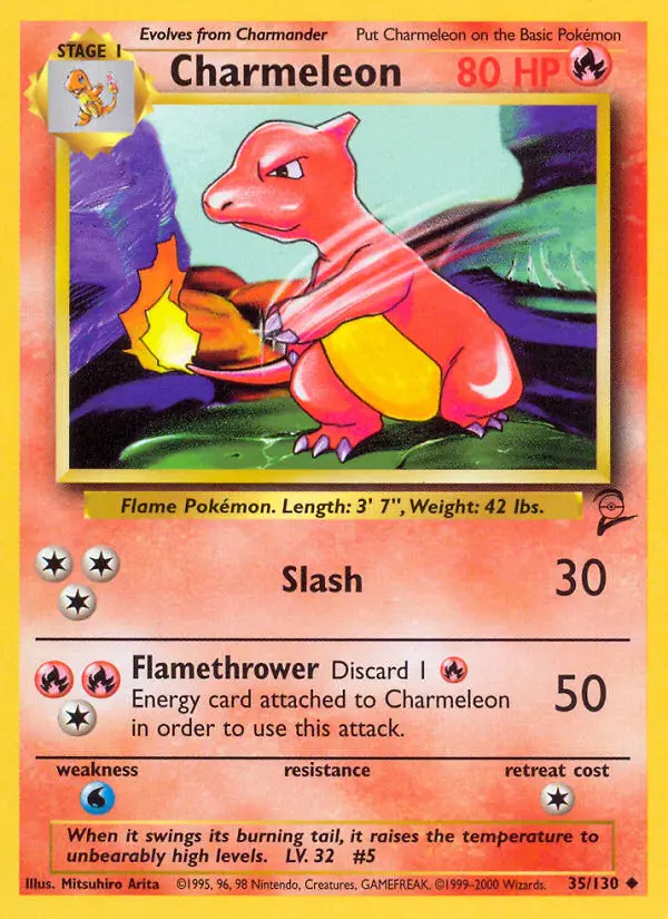 Charmeleon Uncommon Pokemon card #35 from Base Set 2