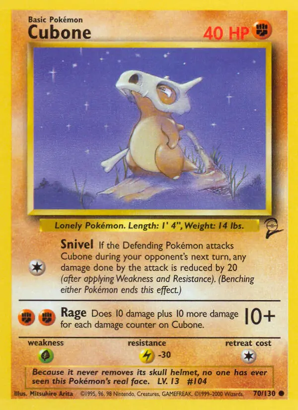 Cubone Common Pokemon card #70 from Base Set 2