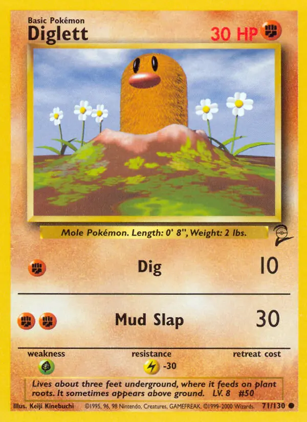 Diglett Common Pokemon card #71 from Base Set 2