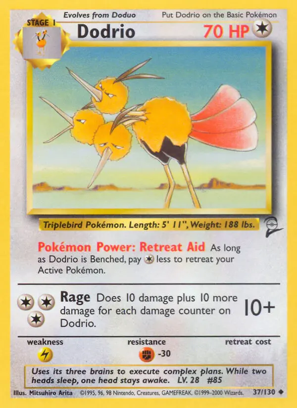 Dodrio Uncommon Pokemon card #37 from Base Set 2