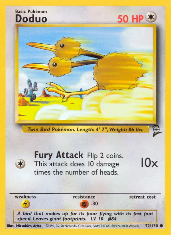 Doduo Common Pokemon card #72 from Base Set 2