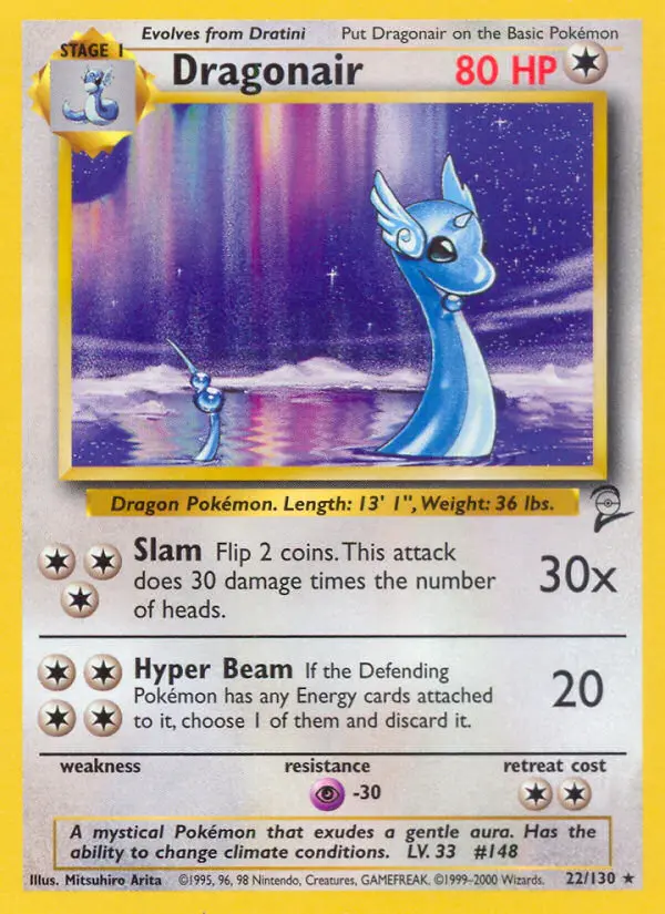 Dragonair Rare Pokemon card #22 from Base Set 2