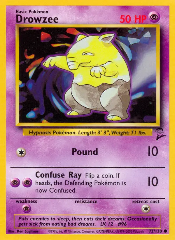 Drowzee Common Pokemon card #73 from Base Set 2
