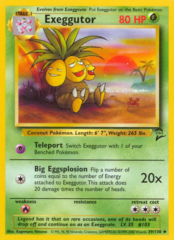 Exeggutor Uncommon Pokemon card #39 from Base Set 2