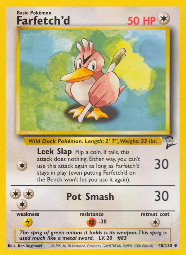 Farfetch'd Uncommon Pokemon card #40 from Base Set 2