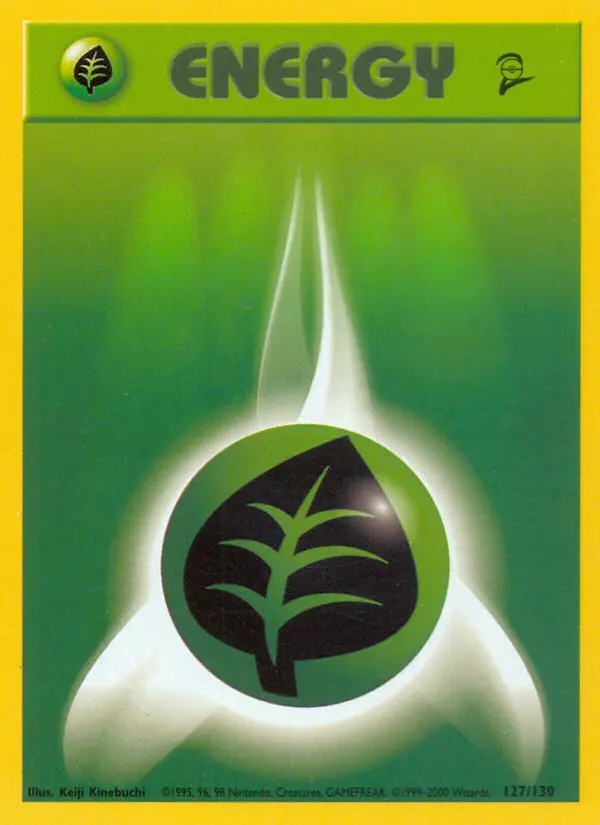 Grass Energy Common Pokemon card #127 from Base Set 2