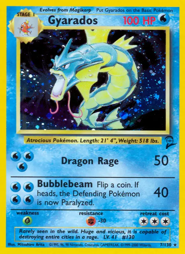Gyarados Rare Pokemon card #7 from Base Set 2