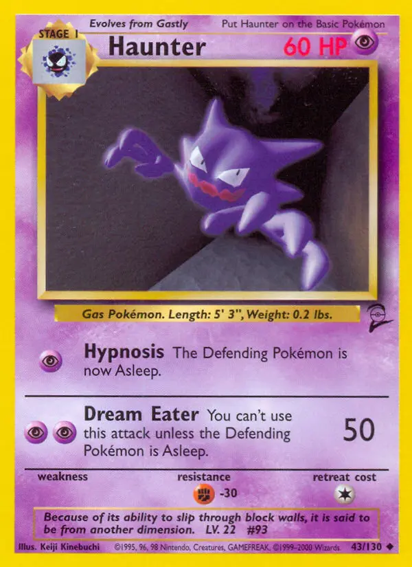 Haunter Uncommon Pokemon card #43 from Base Set 2
