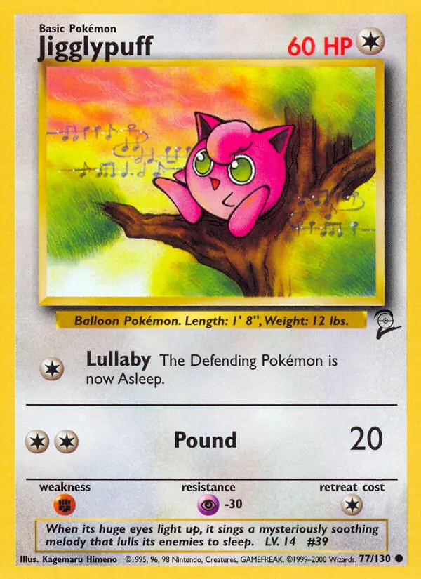 Jigglypuff Common Pokemon card #77 from Base Set 2
