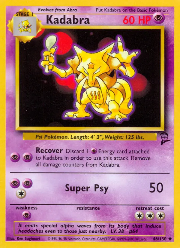 Kadabra Uncommon Pokemon card #46 from Base Set 2
