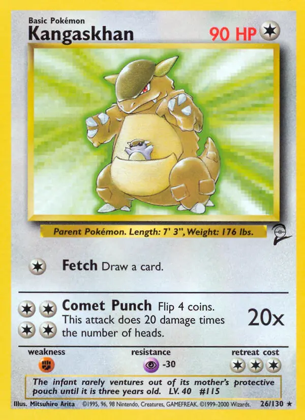 Kangaskhan Rare Pokemon card #26 from Base Set 2