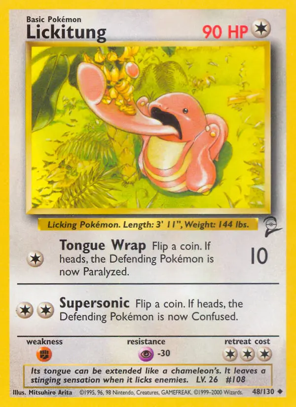 Lickitung Uncommon Pokemon card #48 from Base Set 2