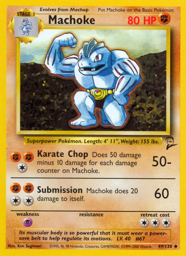 Machoke Uncommon Pokemon card #49 from Base Set 2