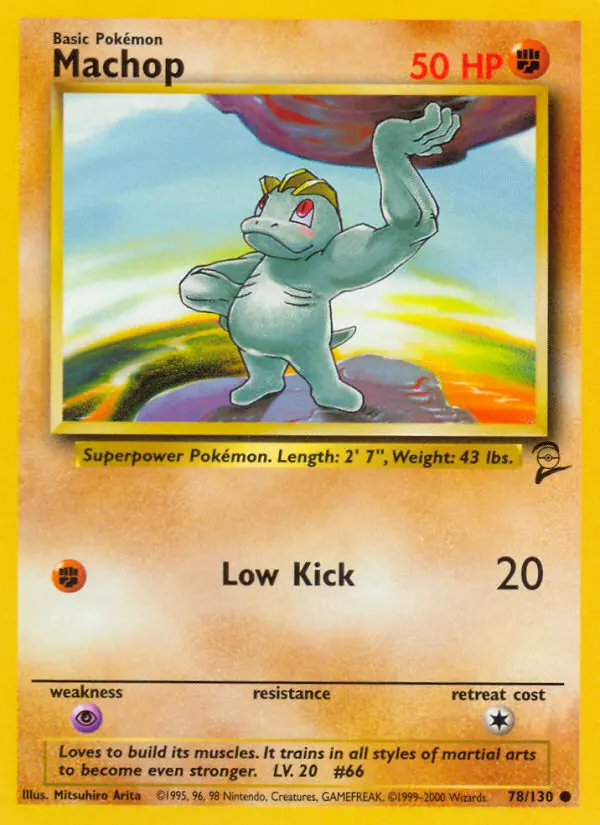 Machop Common Pokemon card #78 from Base Set 2