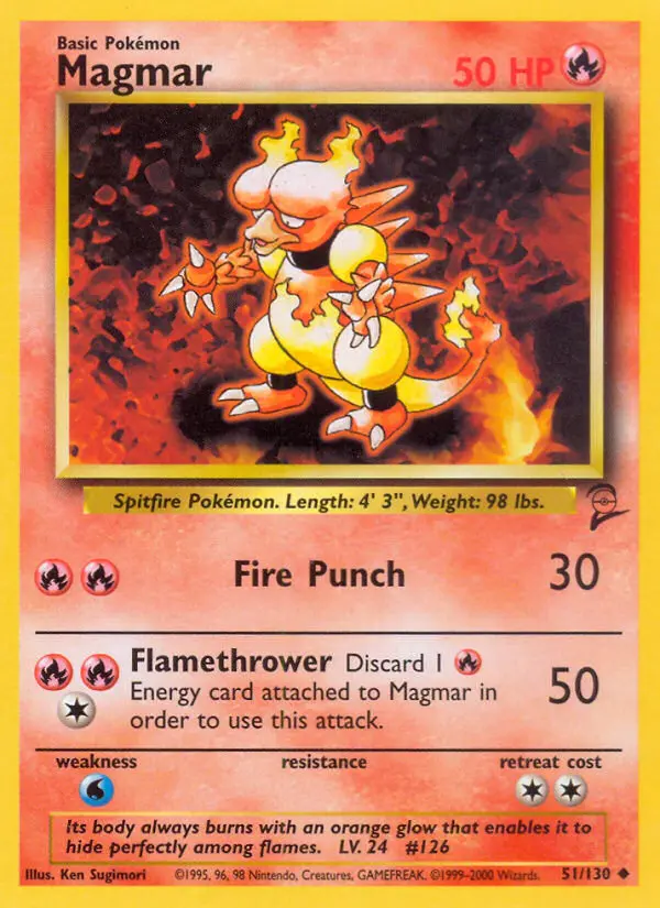 Magmar Uncommon Pokemon card #51 from Base Set 2