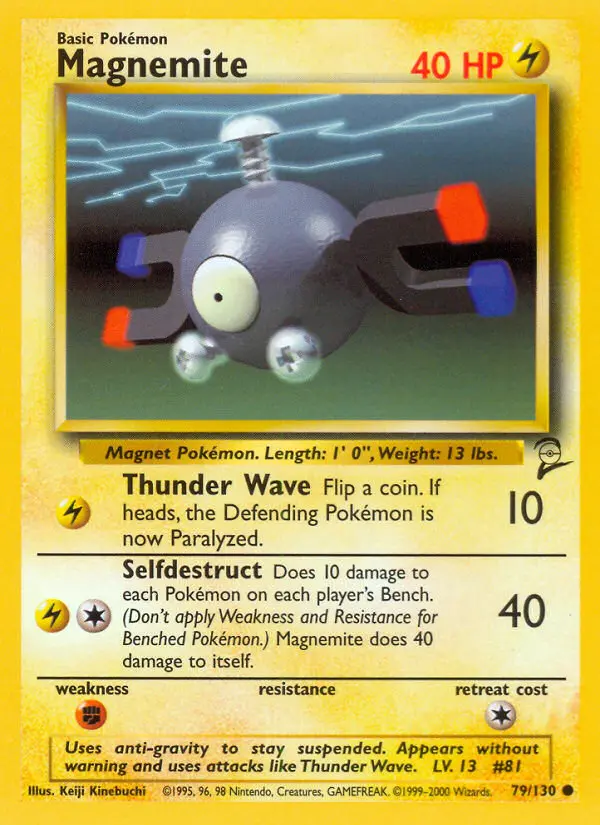 Magnemite Common Pokemon card #79 from Base Set 2