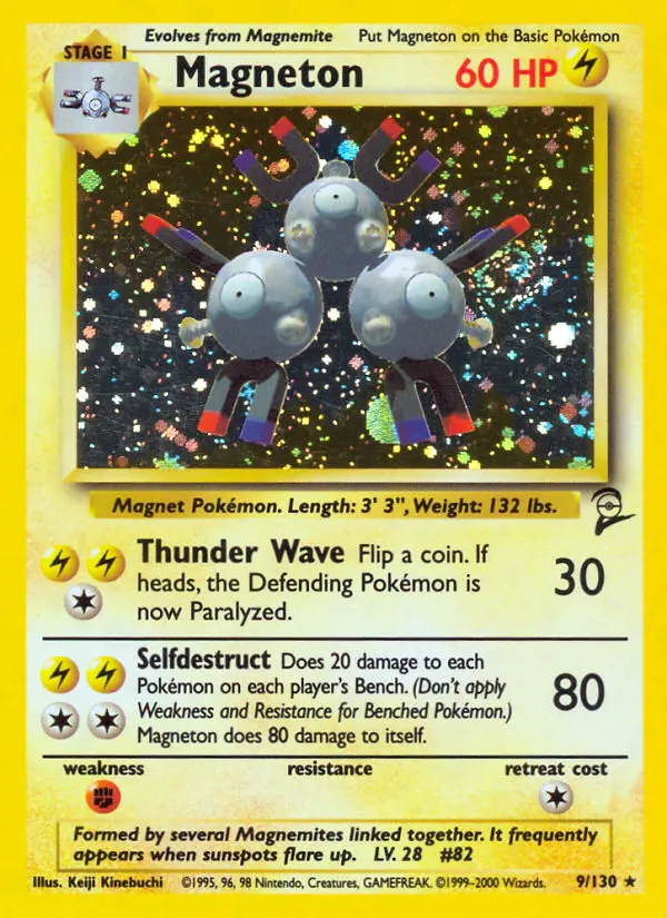 Magneton Rare Pokemon card #9 from Base Set 2
