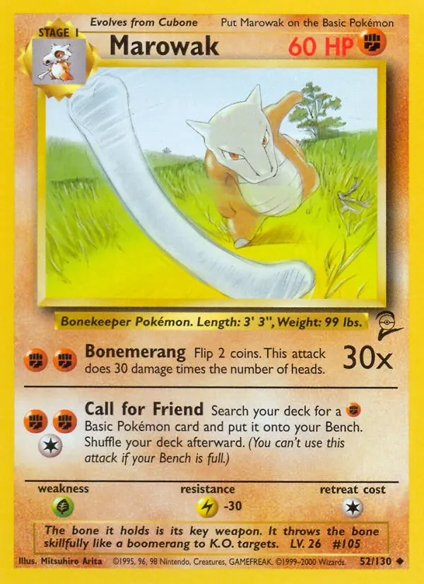 Marowak Uncommon Pokemon card #52 from Base Set 2