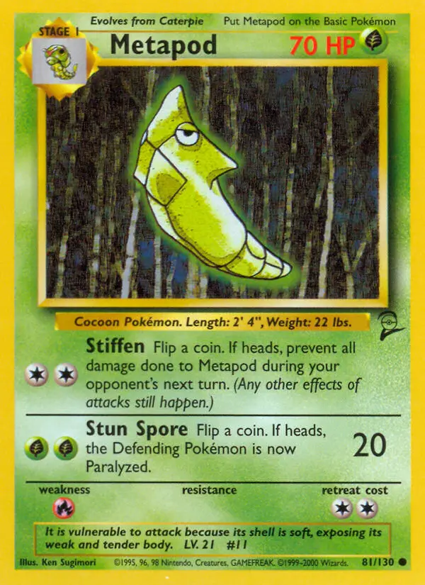 Metapod Common Pokemon card #81 from Base Set 2
