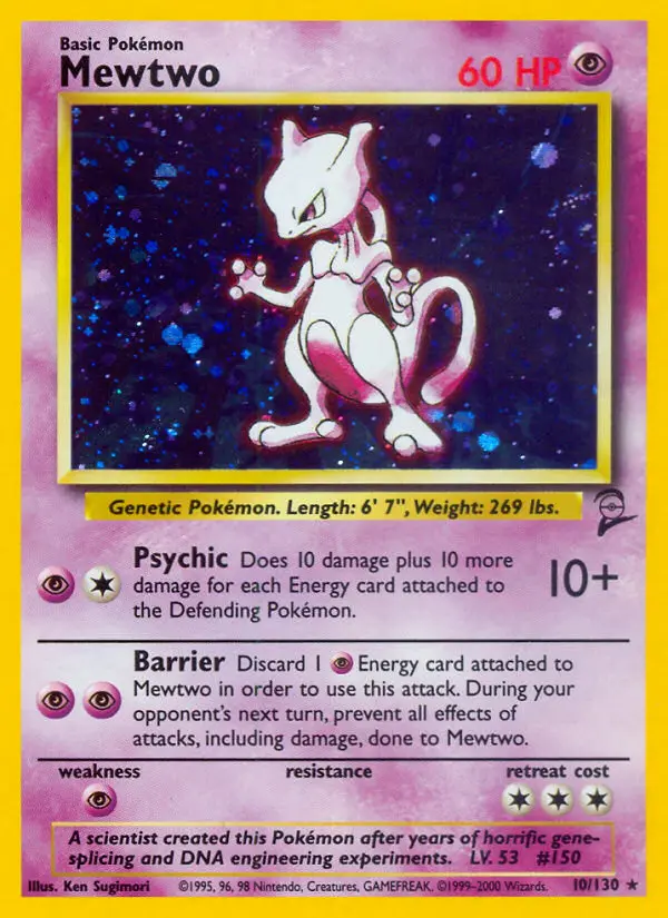 Mewtwo Rare Pokemon card #10 from Base Set 2