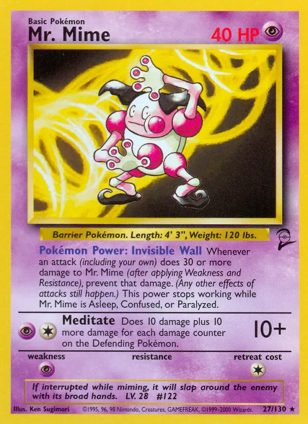 Mr. Mime Rare Pokemon card #27 from Base Set 2