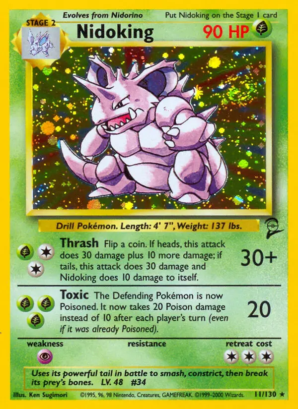 Nidoking Rare Pokemon card #11 from Base Set 2