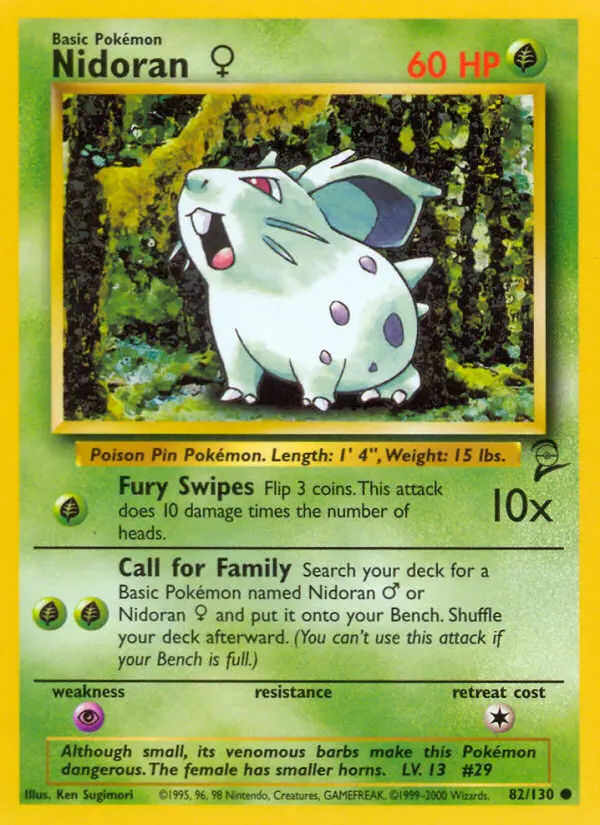 Nidoran♀ Common Pokemon card #82 from Base Set 2